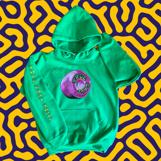 Green Hoodie with Purple Wheel