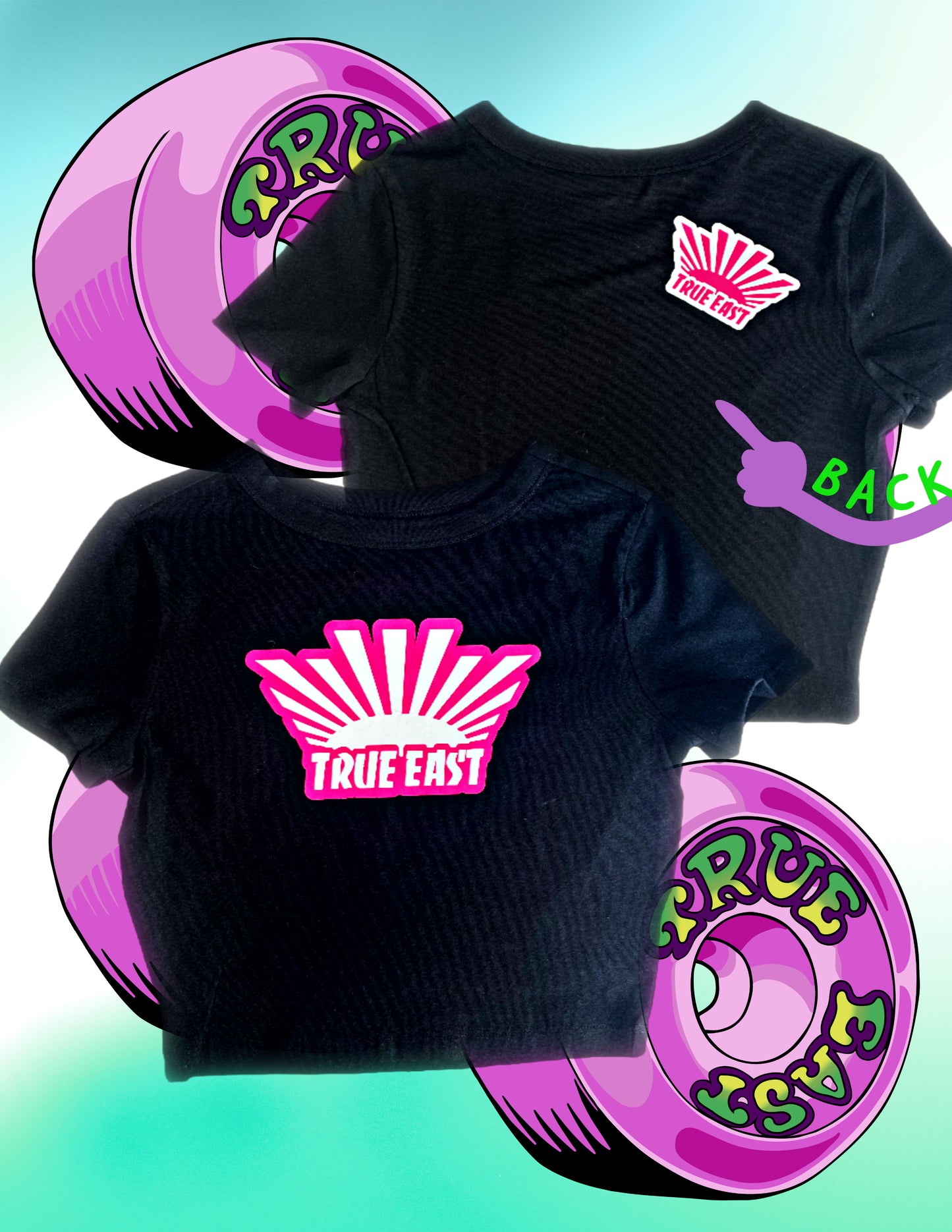 Ladies Baby T with Pink and White Logo